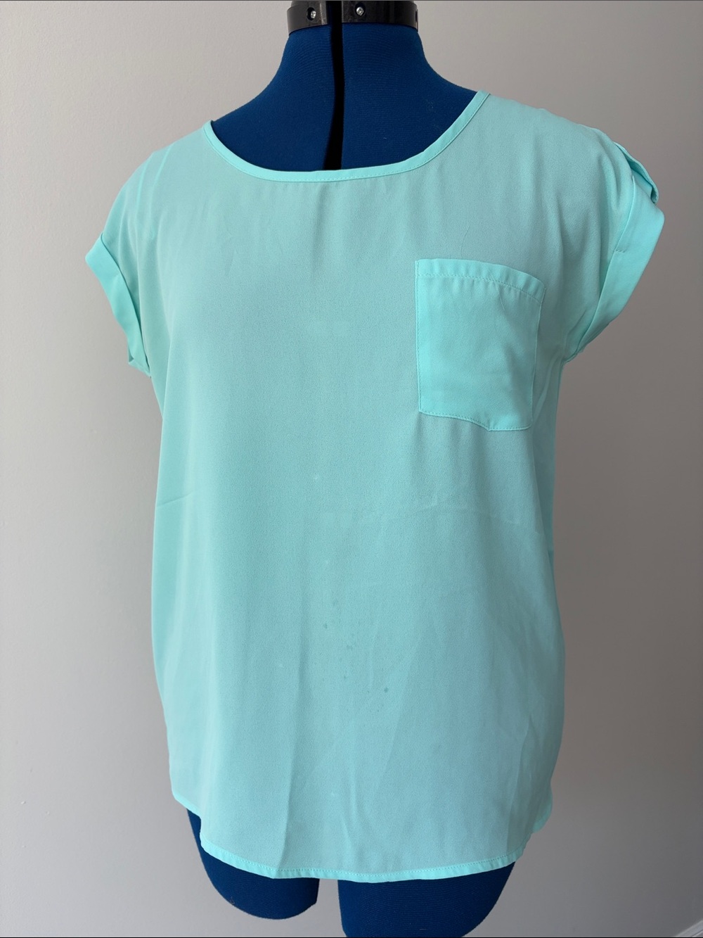 Pink Rose Mint Short Sleeve Pocket Blouse